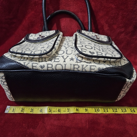 Dooney & Bourke Signature Vintage Fabric with Black Leather Trim Shoulder Bag - Picture 10 of 17